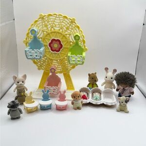 Calico Critters Sylvanian Families Mixed Lot of Figures Ferris Wheel & Crib